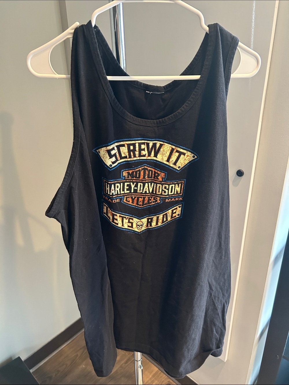Harley-Davidson Black Tank with Gold and Blue Shield Graphic